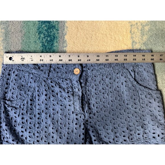 Beachy Boho Women's Blue Eyelet Lace Medium‎ Rise Cutoff Shorts Size S Resort - Picture 13 of 16